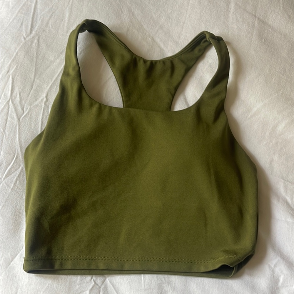 Paragon Fitwear Olive Green Sports Bra with Racerback and Scoop Neck